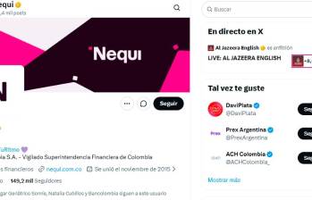 Cuenta de Nequi en la red social X luego de su recuperación. FOTO tomada de X