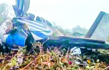 Avioneta accidentada en Playa Belén, Norte de Santander, cuando cubría la ruta Cúcuta-Ocaña. Foto: cortesía