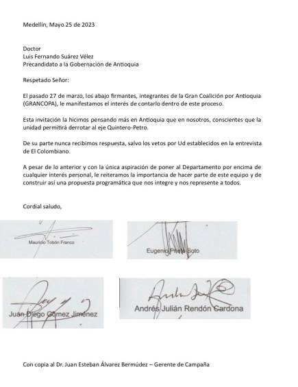 “Le reiteramos la importancia de hacer parte de este equipo”: carta del “Pacto de Indiana” a Luis Fernando Suárez