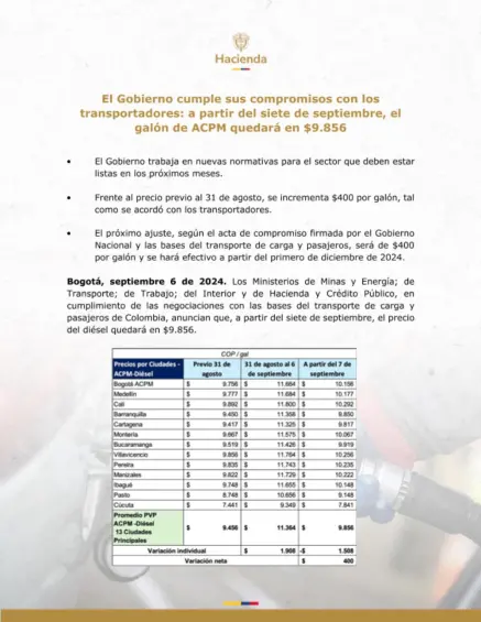 Comunicado de MinHacienda.