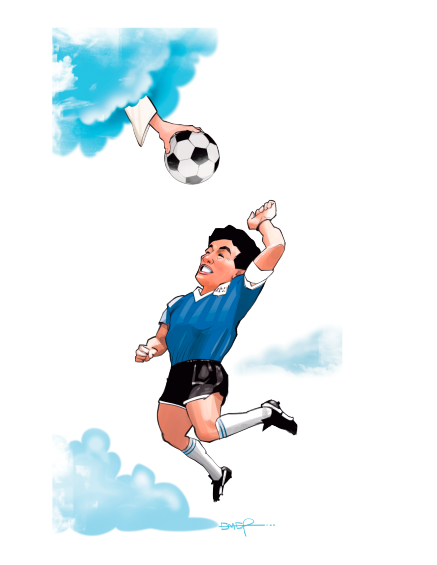 La camiseta con la que Diego Maradona marcó el gol de la “mano de Dios”, será subastada. ILUSTRACION EC 