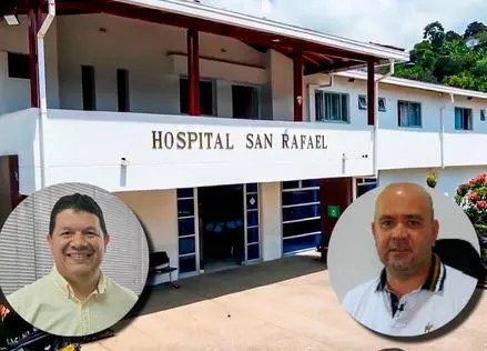 A la izquierda, el alcalde de Andes Germán Alexander Vélez Orozco. A la derecha, Luis Fabián Otero López, exgerente del Hospital San Rafael de Andes. FOTO: imagen tomada de redes.