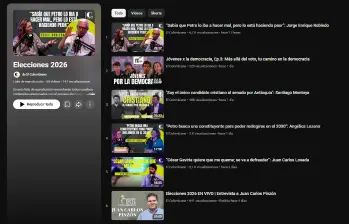 Playlist en YouTube de entrevistas de EL COLOMBIANO a candidatos al Senado, la Cámara y las diferentes consultas internas, previo a las Elecciones 2026. Foto: captura de pantalla YouTube
