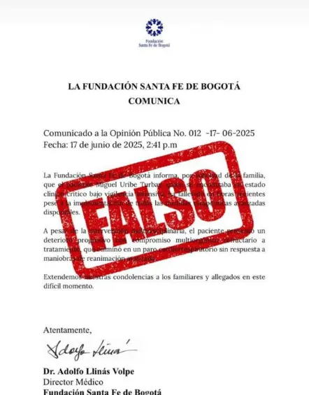 Es falso que Miguel Uribe haya fallecido; Fundación Santa Fe confirmó a EL COLOMBIANO que sigue luchando por su vida