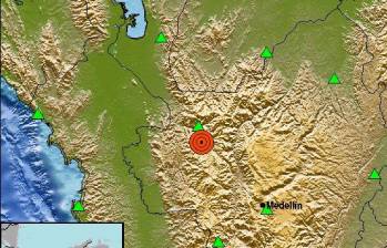 Reporte del segundo temblor registrado este domingo en el departamento de Antioquia. Foto: X Servicio Geológico Colombiano @sgcol