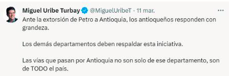 Uribe puso a opinar a aliados y detractores: apoyos y críticas a su iniciativa del billón de pesos para las 4G antioqueñas