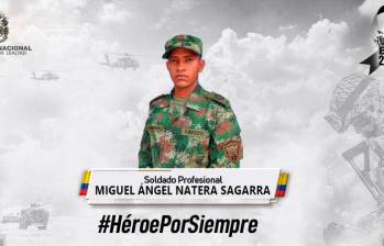 Con esta imagen el Ejército le rindió homenaje en redes sociales al soldado fallecido. FOTO: CORTESÍA DEL EJÉRCITO.
