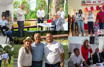Durante el 2025, Lopera recorrió Antioquia con Jaramillo haciendo promesas de hospitales y equipos médicos. Ahora sale de viaje con Julián Bedoya, para sellar alianzas políticas por todo el país. FOTOS: Redes sociales.