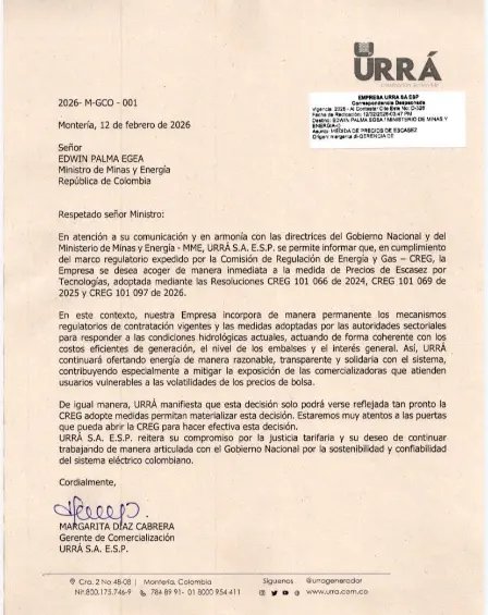 Tras críticas de Petro y relevo en la dirección, hidroeléctrica Urrá anuncia que bajará precios de la energía
