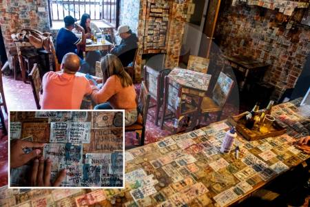 La Tienda de Pedro Luis, en El Retiro, donde pegan billetes en paredes y mesas para volverlos recuerdos