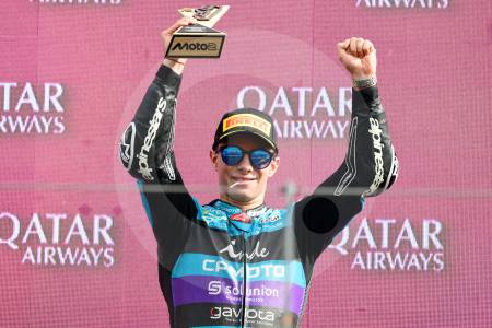 Tercer podio consecutivo y quinto en la temporada para David Alonso en Moto-2, esta vez, en el Gran Premio de Portugal