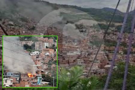Incendio afectó cuatro casas en la Comuna 13 de Medellín; turistas registraron todo en video