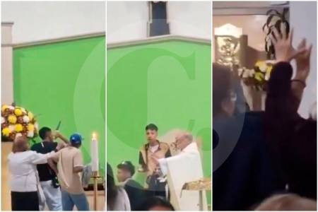 Video | Hombres armados se metieron a una iglesia y, en plena misa, querían robar a joven en Bogotá: iban a quitarle una gorra