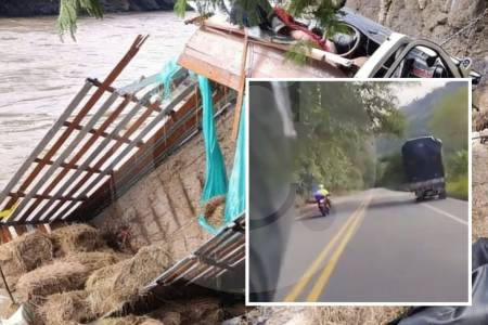 Video | Este fue el momento exacto en que camión que iba en la vía Manizales - Medellín cayó al río Cauca; conductor falleció