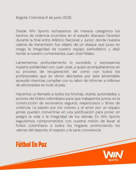 Comunicado de Win Sports