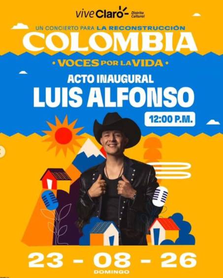 Luis Alfonso será el primer artista en presentarse. FOTO: Tomada de Instagram: @viveclaro_co