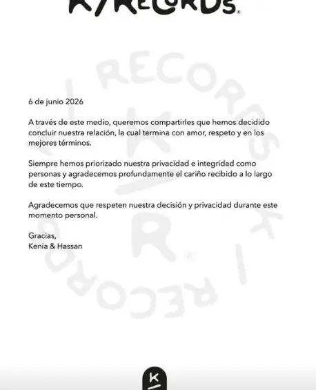 Comunicado vía Instagram por parte de Kenia Os. FOTO: Redes Sociales.