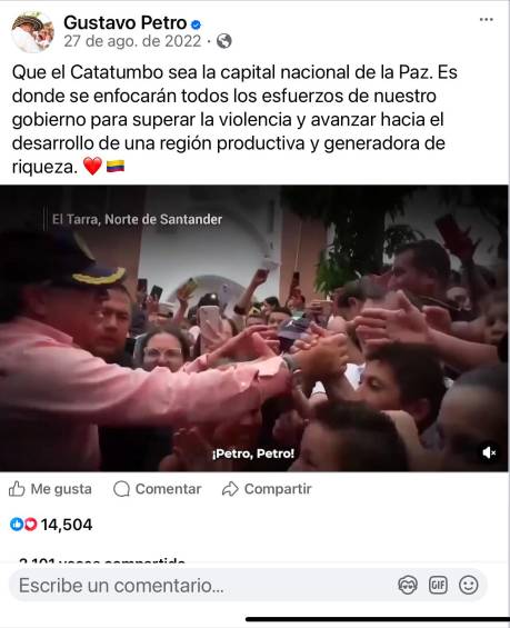 Captura de pantalla de la promesa de Gustavo Petro. Imagen: redes sociales