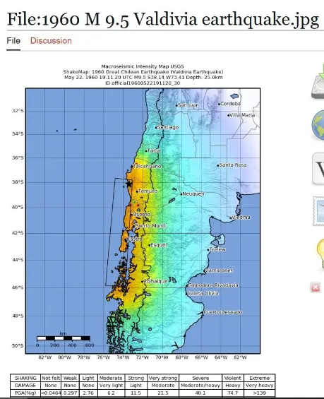 Ejemplo del impacto del terremoto de magnitu 9,5 ocurrido en Chile en 1960. FOTO: Wikimedia Commons