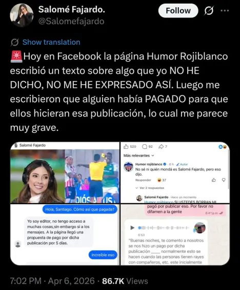 Periodista de Win Sports denuncia campaña de difamación desde perfil de Facebook: “Es muy grave”