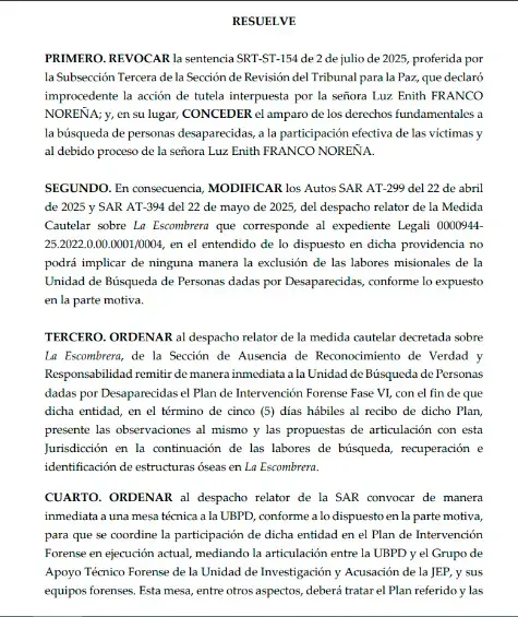 La Sección de Apelaciones del Tribunal para la Paz modificó la decisión que un despacho de la JEP tomó hace unos meses de excluir a la Unidad de los procesos en esta zona de la comuna 13 de Medellín