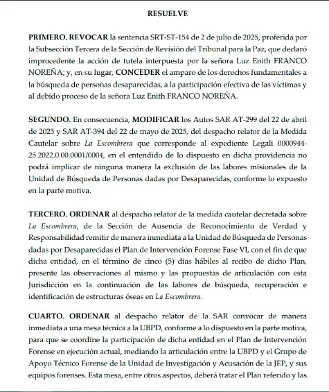 Sentencia ordena incluir de nuevo a la Unidad de Búsqueda en labores para encontrar cuerpos de desaparecidos en La Escombrera