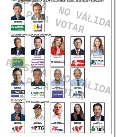 Este es el tarjetón final definido para las elecciones del próximo 8 de marzo. Foto: Registraduría