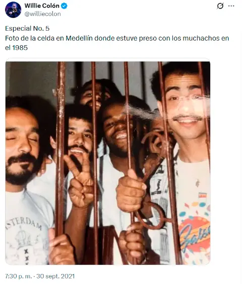 El trino que publicó Colón en 2021 con su fotografía en la cárcel de Medellín. FOTO: Captura de pantalla