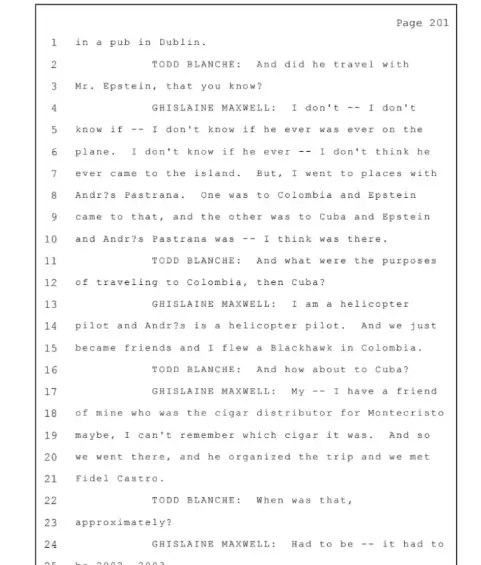 Ghislaine Maxwell habló sobre el expresidente Andrés Pastrana en declaración sobre el caso Jeffrey Epstein: esto dijo