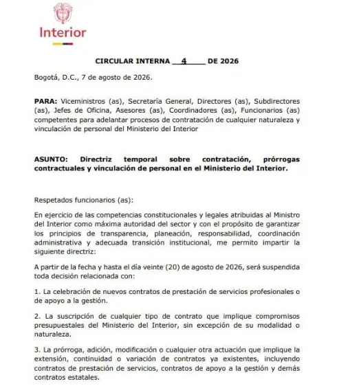 ircular Interna No. 4 del 7 de agosto de 2026.