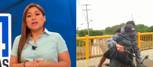 Ladrones intentaron robar a la periodista mientras esta transmitía en vivo. FOTO: pantallazo tomado de redes sociales. 