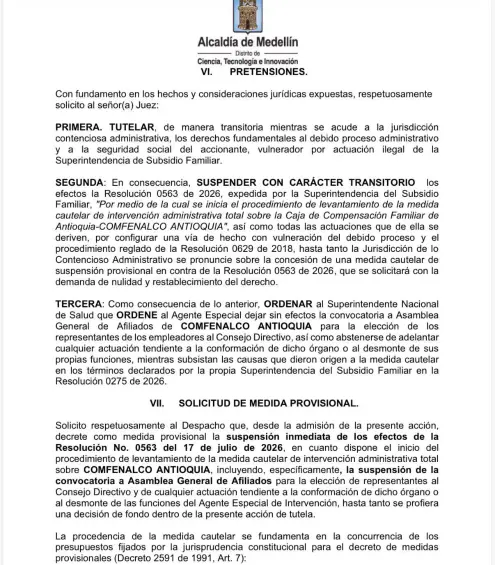 A través del abogado David Salazar Ochoa, el Distrito interpuso una acción de tutela que busca proteger el debido proceso y el derecho fundamental a la seguridad social de miles de trabajadores afiliados.