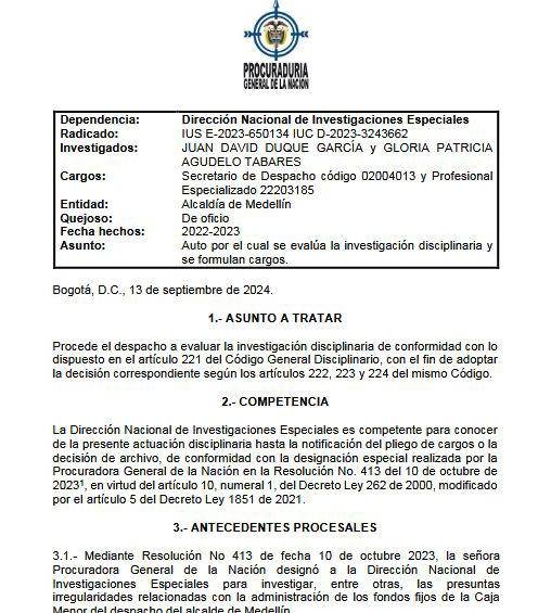 Decisión tomada por la Procuraduría General de la República.