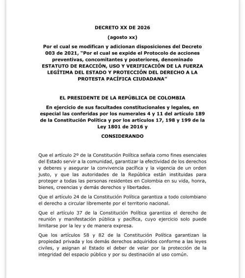Proyecto busca modificar el Decreto 003 de 2021. Foto: captura de redes sociales