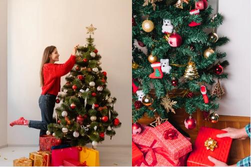La cinta roja es usada como símbolo de prosperidad en el árbol de Navidad. FOTO: Freepik.