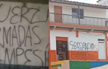 Estos fueron los mensajes con los que se levantaron los ciudadanos en el corregimiento San José, en Andes. FOTO: Cortesía