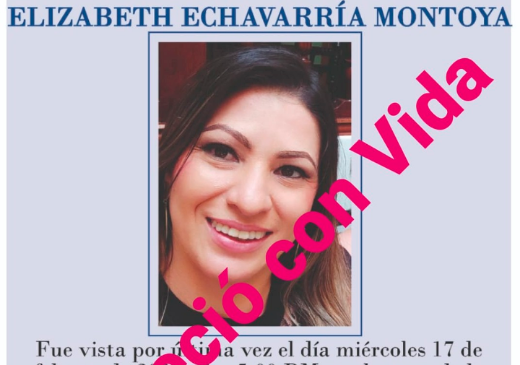 Tras cinco días de no saberse nada de Elizabeth Echavarría Montoya, este domingo fue hallada con vida y sana y a salvo en el corregimiento San Cristóbal. FOTO CORTESÍA
