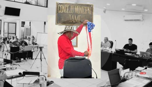 Concejal del Pacto Histórico en Tame quemó bandera de Estados Unidos y llamó “bestia” a Trump