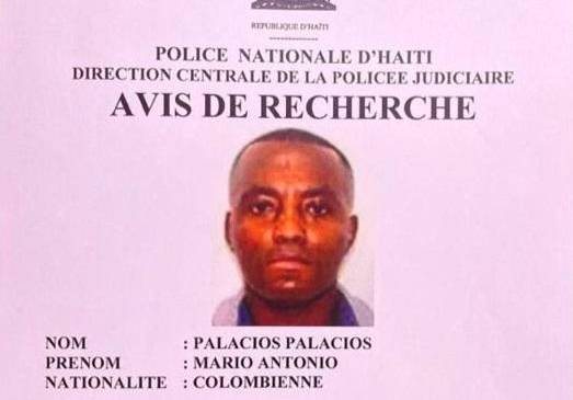 Cartel de búsqueda del militar (r) colombiano, Mario Antonio Palacios. FOTO POLICÍA DE HAITÍ