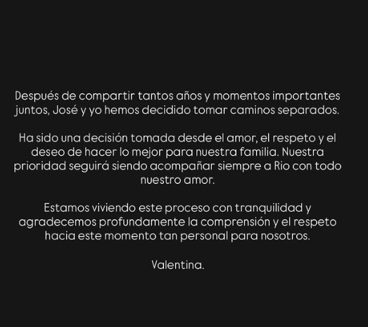 Mensaje Valentina Ferrer. Foto: Redes sociales