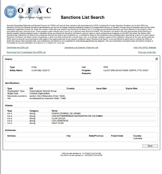¿Qué implicaciones trae que Estados Unidos designe al Clan del Golfo como organización terrorista?