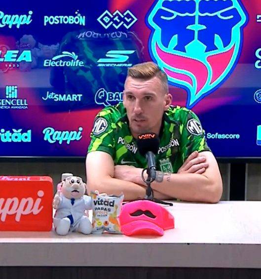 Franco Armani durante la rueda de prensa tras el compromiso frente a Fortaleza. FOTO @NacionalsPasion