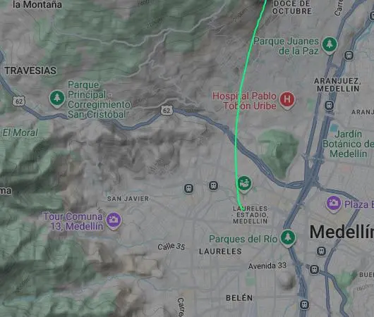 Este era el recorrido que realizó la aeronave siniestrada, de acuerdo con la aplicación FlightRadar. FOTO: TOMADA DE FLIGHTRADAR