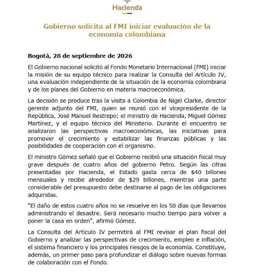 Comunciado de MinHacienda