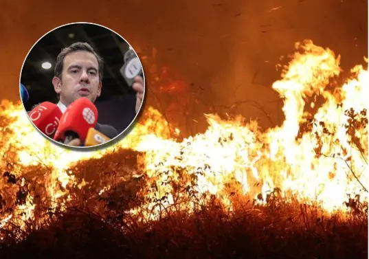 El ministro del Interior, Rodrigo Lara, denunció que los recientes incendios habrían sido provocados por manos criminales para sembrar caos y distraer a la Fuerza Pública. Fotos: Colprensa