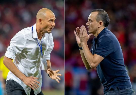 Los entrenadores antioqueños David González y Alejandro Restrepo son considerados como unos de los mejores representantes de la “nueva era” de técnicos en el país. Foto: Juan Antonio Sánchez