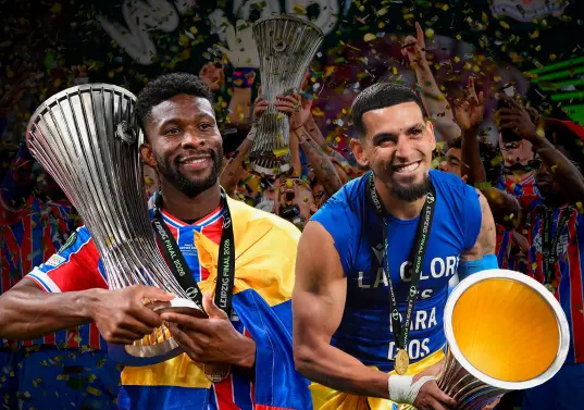 Jéfferson Lerma y Daniel Muñoz, campeones de la Conference League de Europa. FOTO GETTY