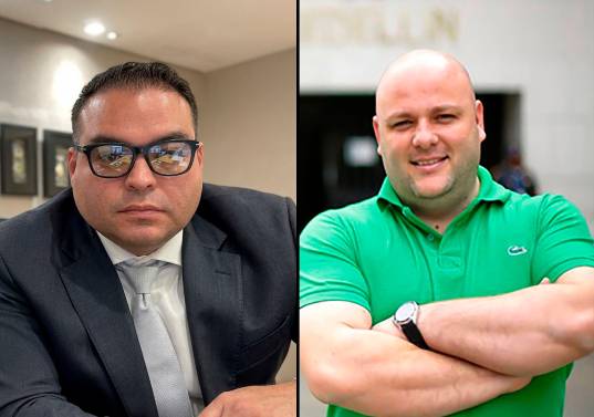 Sebastián Ortega y Miguel Quintero son dos de los imputados por el caso del AMVA. Juez define si acepta medida intramural para ellos. FOTO: Captura de video
