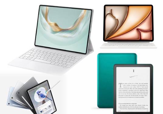 Estas son las cuatro tablets y el e-reader más destacados de 2025: Huawei MatePad Pro 12.2, iPad Air 13” M3, Samsung Galaxy Tab S10+ y Amazon Kindle Paperwhite Signature Edition. FOTOS cortesía