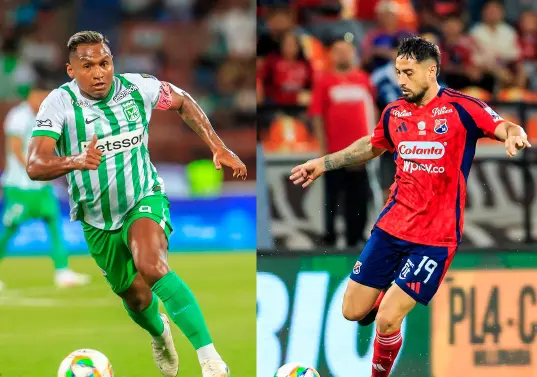 Alfredo Morelos (Nacional) y Francisco Fydriszewski (DIM), dos delanteros de alto vuelo para el clásico paisa. FOTO CAMILO SUÁREZ